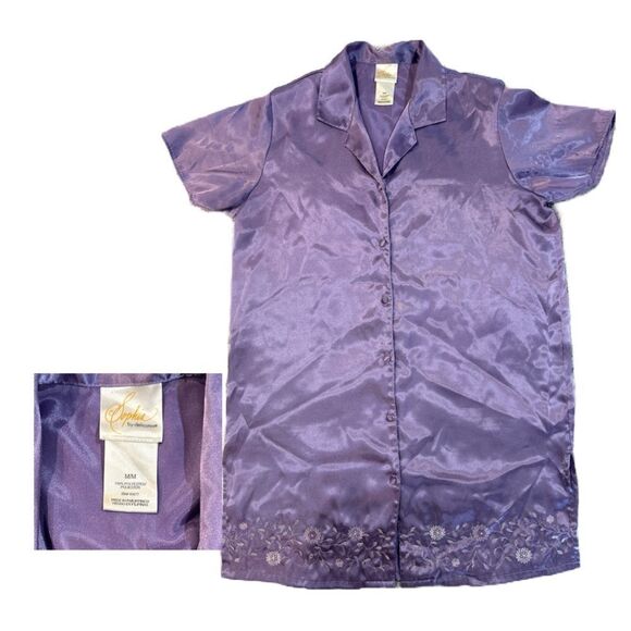 Sophia by Delicates VINTAGE Purple Floral Embroidered Lingerie Set - Size M - Picture 3 of 3